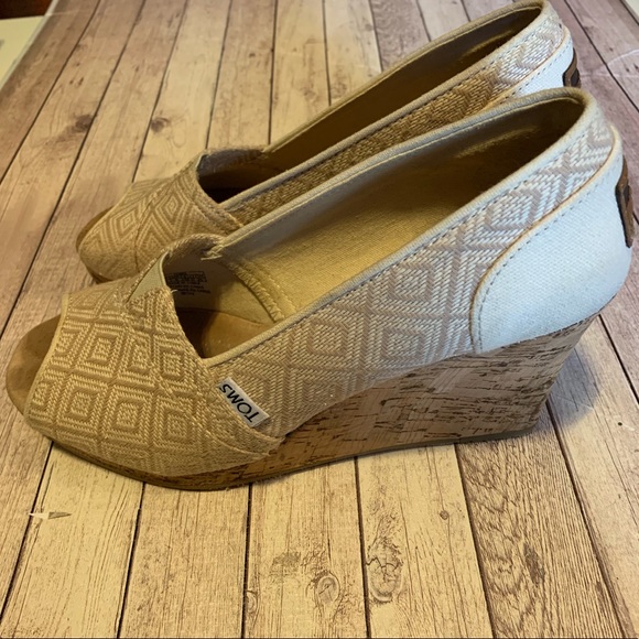 TOMS | Women’s Cork Open Toe Wedges Size 8 - Picture 3 of 8